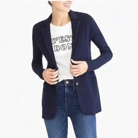 J.crew Merino Wool Sweater Blazer Size M - Picture 4 of 11